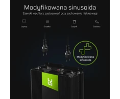 Inverteris 12V/230V 1500W/3000W Modifikuota sinusinė išėjimo įtampa Green Cell