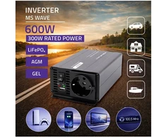 Qoltec MS Wave | 12V na 230V | 300/600W | USB