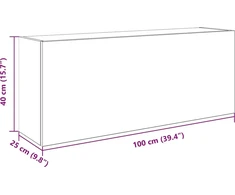 Sieninė vonios kambario spintelė, dūminio ąžuolo, 100x25x40cm