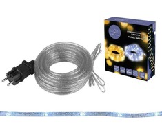 PS Dekoratyvinė virvelė 100 LED su blizgučiais, sidabrine, šaltai balta šviesa