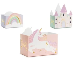 PartyDeco Pudełka n/przekšski Zamek_Unicorns mix A6 52031