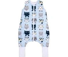 PULP BAMBOO Baby miegmaišis su kojelėmis 2 TOG - Mėlyna Cats - nuo 2l iki 4l