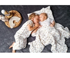 PULP BAMBOO Muslin vasaros miegmaišis su kojelėmis - Širdelės 0,5 TOG nuo 1 iki 2,5 metų