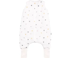 Pulp Bamboo PLŪŠINĖS BAMBUKAS Viso sezono muslininis miegmaišis su kojinėmis - Spalvingos širdelės 1 TOG nuo 1 metų iki 2,5 metų