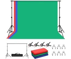 Puluz fotostudijos fono palaikymas 2x3m + fonai 3 vnt, PKT5205