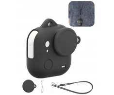 Puluz Silikoninis dėklas, skirtas „Insta360 Go Ultra“ + objektyvo dangtelis ir dirželis / Pu786b / juodas