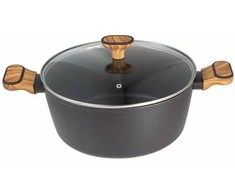 Daugiasluoksnis puodas 28 cm su dangčiu Bergner Bg-56038, medžio anglies spalvos