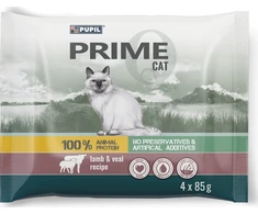 PUPIL Prime bogata w jagnięcinę su indykiem + cielęcinę su triušiena karma katei 4x85g