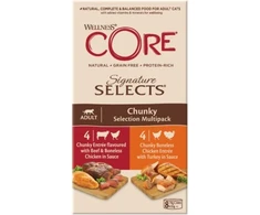 Purina Nestle „Purina Core Signature Selects Chunky Multipack“ konservų rinkinys suaugusioms katėms, 4 x 2 skoniai, 8 x 79 g / 635 g