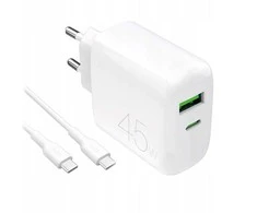 Puro Daily Prolite 45W USB-C USB-A Power Delivery Charger with USB-C Cable – Baltas