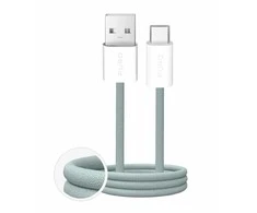 Puro Fabrik 2.0 10W USB-A – USB-C Braided Kabelis 1.5m – žalios spalvos