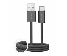 Puro Fabrik 2.0 10W USB-A – USB-C Braided Kabelis 1.5m – pilkos palvos