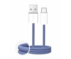 Puro Fabrik 2.0 10W USB-A – USB-C Braided Kabelis 1.5m – mėlynos spalvos