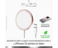 Puro Elektrik Puro magnetinė belaidė indukcinė įkrovimo stotis USB-C, suderinama su MagSafe, 1 m, rožinė