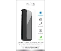 SBS PURO antibakterinis grūdintas stiklas – grūdintas apsauginis stiklas su antibakterine apsauga, skirtas iPhone 15 Pro Max