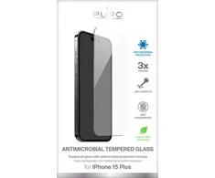 SBS PURO antibakterinis grūdintas stiklas – grūdintas apsauginis stiklas su antimikrobine apsauga, skirtas iPhone 15 Plus