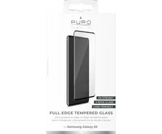 PURO Premium Full Edge grūdintas stiklas, pritaikytas dėklui - Samsung Galaxy S20 grūdintas stiklas, apsauginis stiklas, juodos spalvos rėmelis