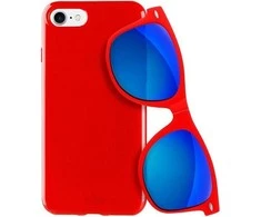 Dėklas PURO Sunny Kit – dėklo rinkinys, skirtas iPhone SE (2022/2020) / 8/7 + sulankstomi akiniai nuo saulės (raudoni)