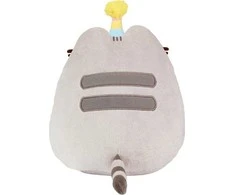 Pusheen - pliušinis talismanas su gimtadienio kepure ir tortu 24 cm