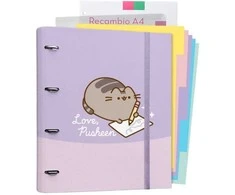 Pusheen - A4 segtuvas iš Moments kolekcijos su lakštais (4 žiedai, elastinė juosta)