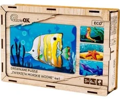 PuzzleOK medinė dėlionė 4in1 jūros gyvūnai vandens dėlionės rinkinys