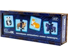 PuzzleOK Medinė dėlionė Laukiniai gyvūnai, jungiantys puses. Dėlionės rinkinys