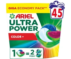 Skalbimo kapsulės Ariel Ultra Power Color+, 45 vnt.