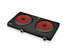 Haeger HP-02V.016A laisvai pastatoma infraraudonųjų spindulių dvigubo stiklo stalo kaitlentė su 2 kaitinimo elementais, 2500 W