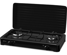 Dujinė KG-1012 reguliuojama viryklė 2 degiklių juoda OPTIMUM