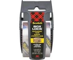 Q-Connect SCOTCH®Box Lock pakavimo juosta, su dozatoriumi, 48mm x 20,3m, 1 vnt., skaidri