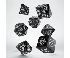 Q Workshop Dragons RPG Kauliukų Rinkinys Juodos Ir Baltos Spalvos