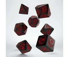Q Workshop Dragons RPG Kauliukų Rinkinys Juodos Ir Raudonos Spalvų