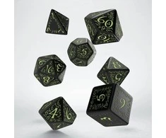 Q Workshop Kauliukų Rinkinys Elvish Juodos Ir Fluorescencinės Spalvos Šviečia Tamsoje