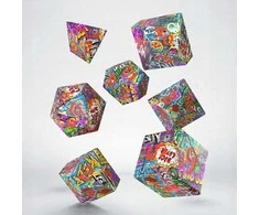 Q WORKSHOP Graffiti stalo RPG kauliukų rinkinys, 7 vnt – spalvoti full art