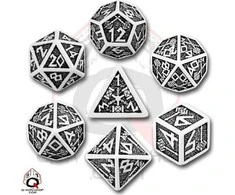 Q Workshop Dwarven Kauliukų Rinkinys (Baltos Ir Juodos Spalvos)