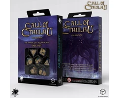 „Q-Workshop Call of Cthulhu“ 7-ojo leidimo kauliukų rinkinys – mėlynai žali ir auksiniai