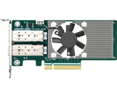 „Qnap QNAP QXG-25G2SF-BCM“ tinklo plokštė – tinklo adapteris – PCIe 4.0 x8 žemo profilio – 25 gigabito SFP28 x 2 – skirtas P/N: CAB-DAC15M-SFP28, CAB-DAC15M-SFPP, TRX-10GITSFPP-SR, TRX-25GSFP28-SR