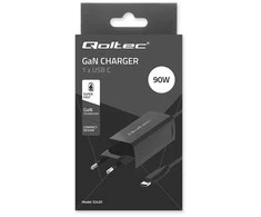 „Qoltec 52420“ 90 W „GaN“ itin greitas įkroviklis | 5–20 V | 3–4,5 A | USB-C 3.1