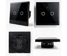 Qoltec 52712 Smart Touch 2-Gang Light Switch | Wi-Fi | Timer | Tuya | Smart Life | Tempered Glass | Juodas