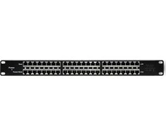 QOLTEC 54477 Patch panel Rack 48V 24 jungtys Passive PoE injector 1000m Juodas