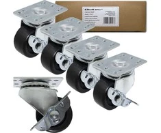 QOLTEC 54507 Ratukai su stabdžiu stelažams 19colių / 4vnt