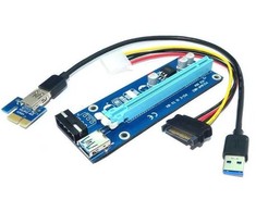 Qoltec PCI-E Riser 1x-16x USB 3.0 SATA IDE MOLEX kabelis