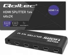 Qoltec 51798 aktyvus HDMI skirstytuvas 4 x HDMI 4K x 2K | 3,4 Gb/s