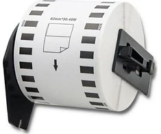 QOLTEC Tape for BROTHER DK-22205 62mm x 30.48m Baltas / Juodas overprint Volelis su rankena