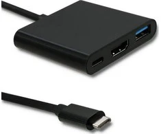 QOLTEC 50430 Qoltec Adapteris USB 3.1 typC Male / HDMI AF + USB AF + USB 3.1 typC juodas