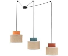 Quantec TK Lighting Duo 3140 pakabinamas šviestuvas 3x15W E27 džiuto/daugiaspalvis