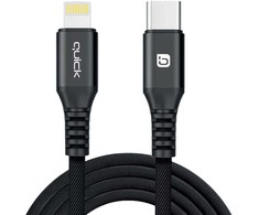 USB kabelis Quick USB-C - Lightning 1,5 m juodas (4752168141229)