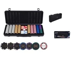 Engelhart Pokerio rinkinys juodame dėkle 500 žetonų, 14g su vertėmis