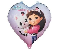 PartyDeco Qulatex Folinis balionas širdelės formos Gabi kačių namelis 35 cm