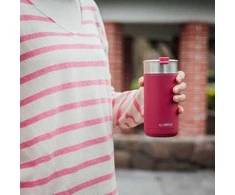 „Quokka Boost“ kavos puodelis - nerūdijančio plieno terminis puodelis su alaus aliejumi 400 ml (Maroon)